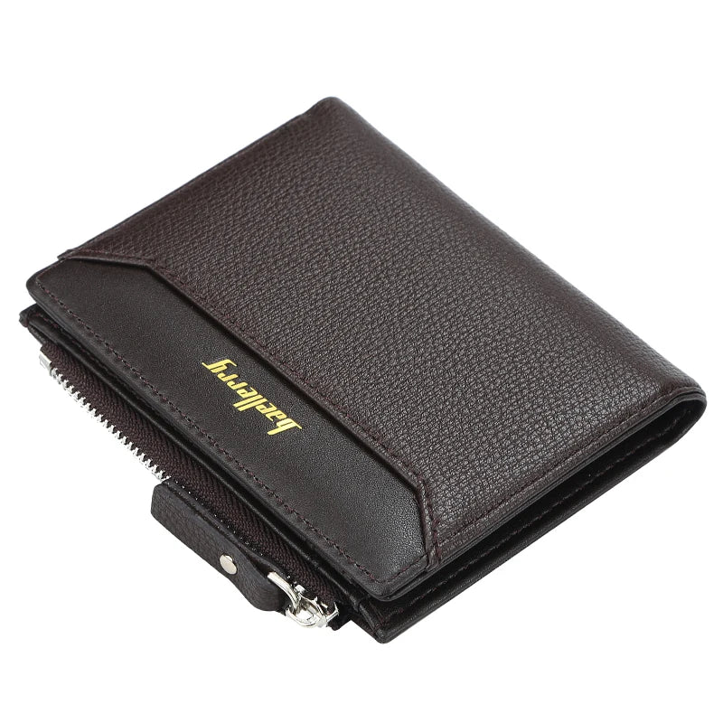2024 New Business Men's Leather Wallet Large Capacity Card Holders Zipper Coin Purse Drop Shipping Mini Short Wallets for Men