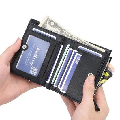 2024 New Business Men's Leather Wallet Large Capacity Card Holders Zipper Coin Purse Drop Shipping Mini Short Wallets for Men