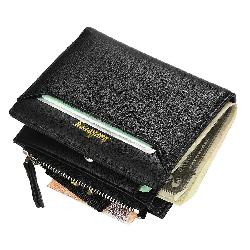 2024 New Business Men's Leather Wallet Large Capacity Card Holders Zipper Coin Purse Drop Shipping Mini Short Wallets for Men
