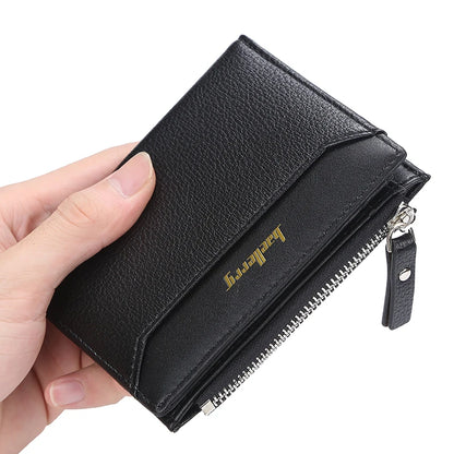 2024 New Business Men's Leather Wallet Large Capacity Card Holders Zipper Coin Purse Drop Shipping Mini Short Wallets for Men