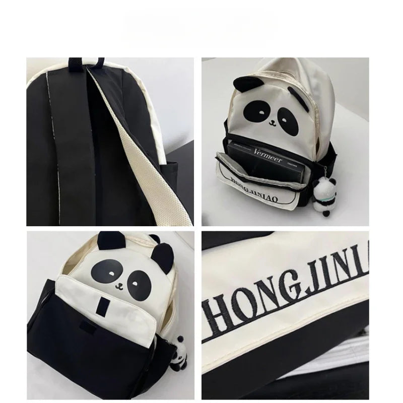 2024 New Cartoon Panda Schoolbags Lightweight Primary School Student Bookbags Waterproof Outdoor Backpack Travel Bag