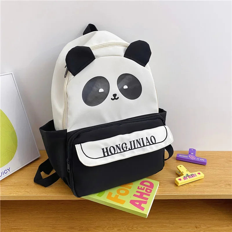2024 New Cartoon Panda Schoolbags Lightweight Primary School Student Bookbags Waterproof Outdoor Backpack Travel Bag