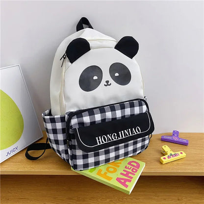 2024 New Cartoon Panda Schoolbags Lightweight Primary School Student Bookbags Waterproof Outdoor Backpack Travel Bag