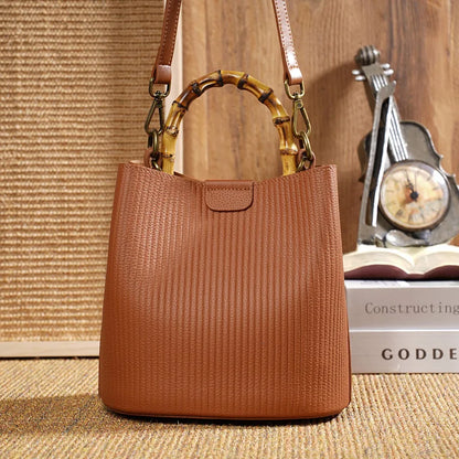 2024 New Casual All-match Cowhide Bucket Shoulder Bags Fashion Large Capacity Genuine Leather Elegant Handbags Luxury Bolsas