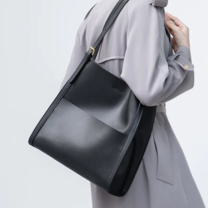 2024 New Cowhide Genuine Leather Tote Bag Fashion Large Capacity Commuter Shoulder Bags Female All-match Commuter Bolsos Mujer