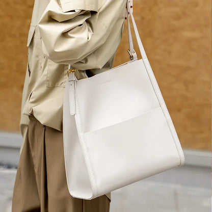 2024 New Cowhide Genuine Leather Tote Bag Fashion Large Capacity Commuter Shoulder Bags Female All-match Commuter Bolsos Mujer