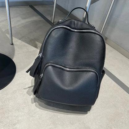 2024 New Cowhide Leather Shoulder Bags Large Capacity Practical Versatile Travel Bag Fashion Design Female School Laptop Bookbag