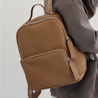 2024 New Cowhide Leather Shoulder Bags Large Capacity Practical Versatile Travel Bag Fashion Design Female School Laptop Bookbag