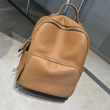 2024 New Cowhide Leather Shoulder Bags Large Capacity Practical Versatile Travel Bag Fashion Design Female School Laptop Bookbag
