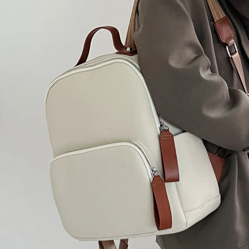 2024 New Cowhide Leather Shoulder Bags Large Capacity Practical Versatile Travel Bag Fashion Design Female School Laptop Bookbag