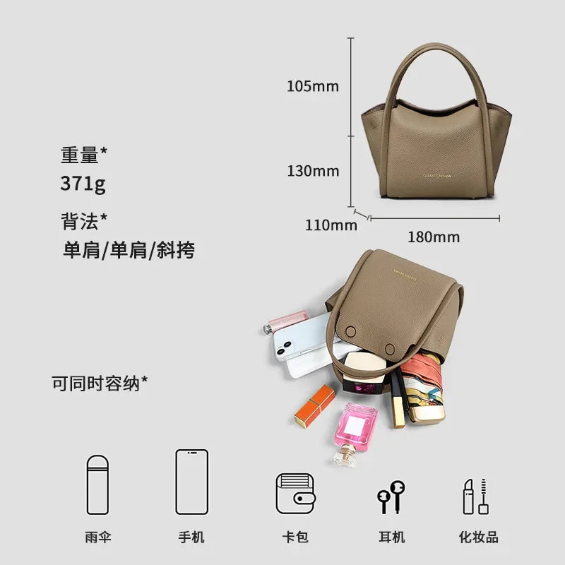 2024 New Crossbody Bag Women’s Bag Genuine Leather Bucket Bag Light Luxury Handbag Designer Bags  Bags Luxury Handbags