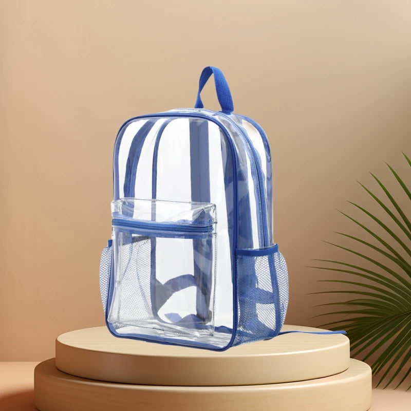 2024 New Design Transparent School Backpack PVC Waterproof Students Schoolbag Travel Bagpack Storage Bag College Bookbag Mochila