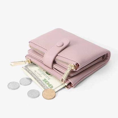 2024 New Double Zipper Pocket Ladies Wallet Pu Leather Large-Capacity Coin Purse, Female Card Hand Bag