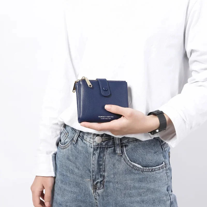 2024 New Double Zipper Pocket Ladies Wallet Pu Leather Large-Capacity Coin Purse, Female Card Hand Bag