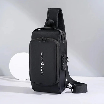 2024 New Fashion Chest Men's Crossbody Waterproof Shoulder Bags with USB Charging Short Trip For Male Travel Pack bag