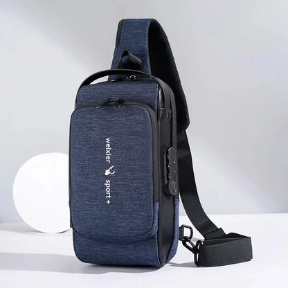 2024 New Fashion Chest Men's Crossbody Waterproof Shoulder Bags with USB Charging Short Trip For Male Travel Pack bag
