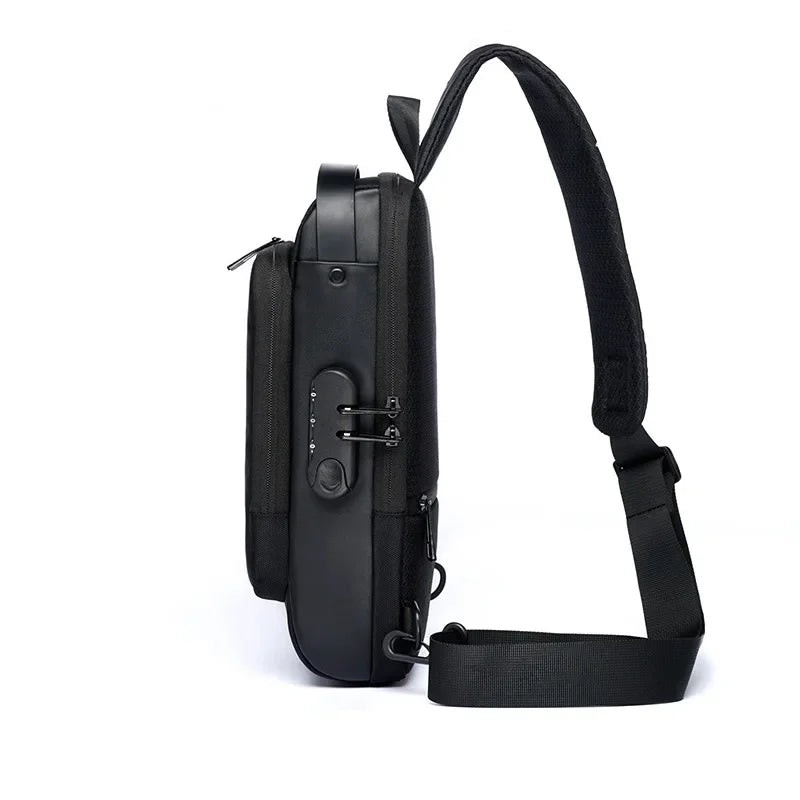 2024 New Fashion Chest Men's Crossbody Waterproof Shoulder Bags with USB Charging Short Trip For Male Travel Pack bag