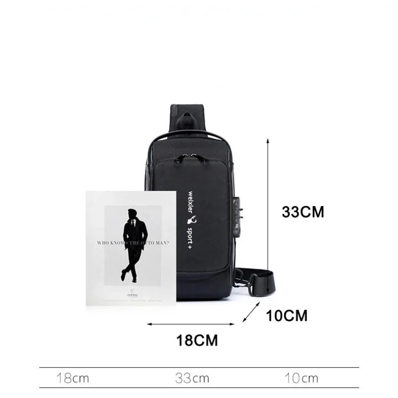 2024 New Fashion Chest Men's Crossbody Waterproof Shoulder Bags with USB Charging Short Trip For Male Travel Pack bag