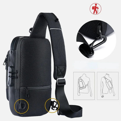 2024 New Fashion Chest Men's Crossbody Waterproof Shoulder Bags with USB Charging Short Trip For Male Travel Pack bag