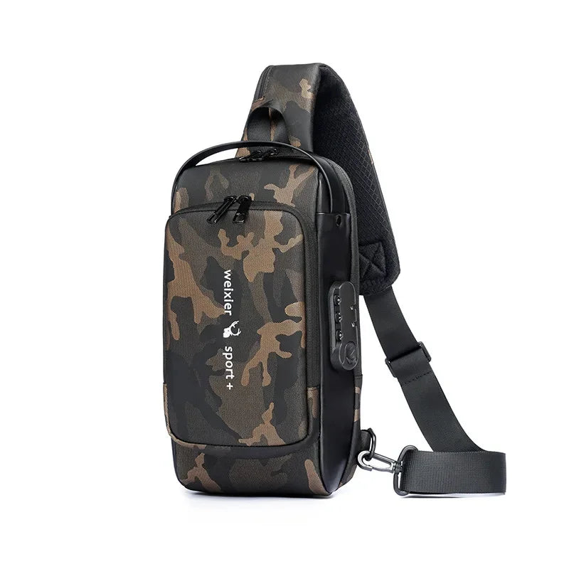 2024 New Fashion Chest Men's Crossbody Waterproof Shoulder Bags with USB Charging Short Trip For Male Travel Pack bag