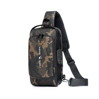 2024 New Fashion Chest Men's Crossbody Waterproof Shoulder Bags with USB Charging Short Trip For Male Travel Pack bag