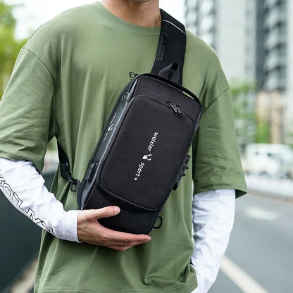 2024 New Fashion Chest Men's Crossbody Waterproof Shoulder Bags with USB Charging Short Trip For Male Travel Pack bag