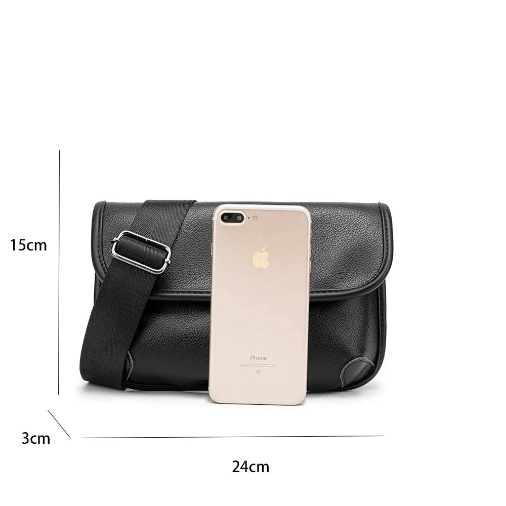 2024 New Fashion Chest Small Square PU Leather Black Shoulder s Luxury Brand Mobile Phone Messenger Bag hand