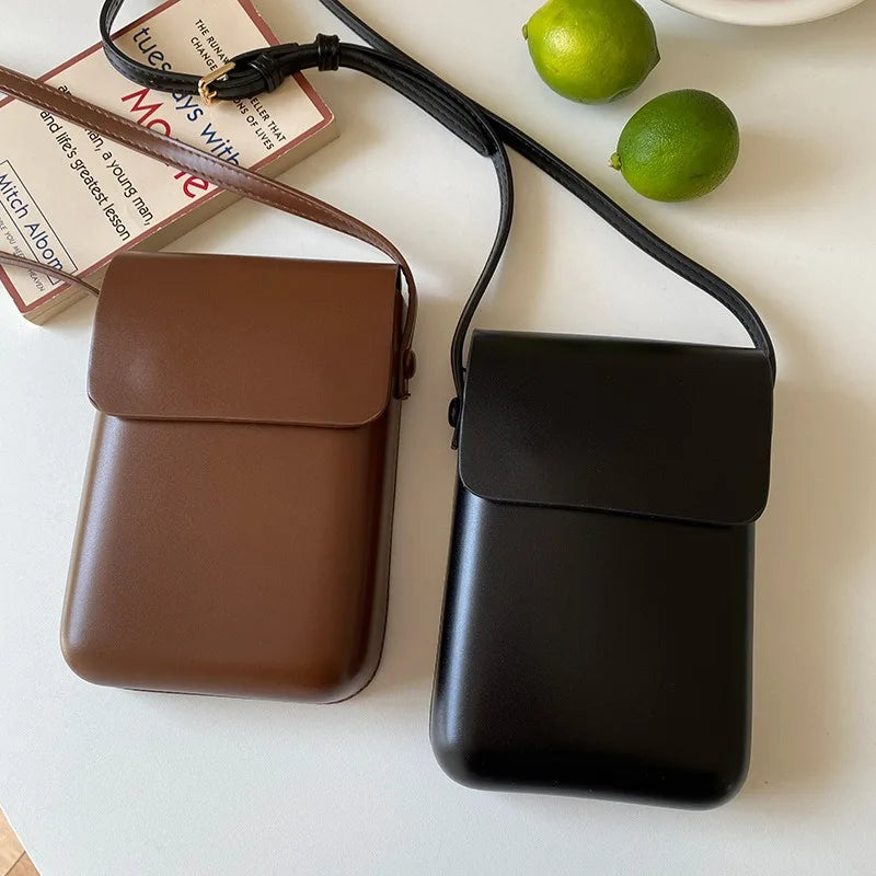 2024 New Fashion Flap Crossbody Bags Women PU Leather Mini Phone Bag Solid Simple All-match Handbags Female Shoulder Purses