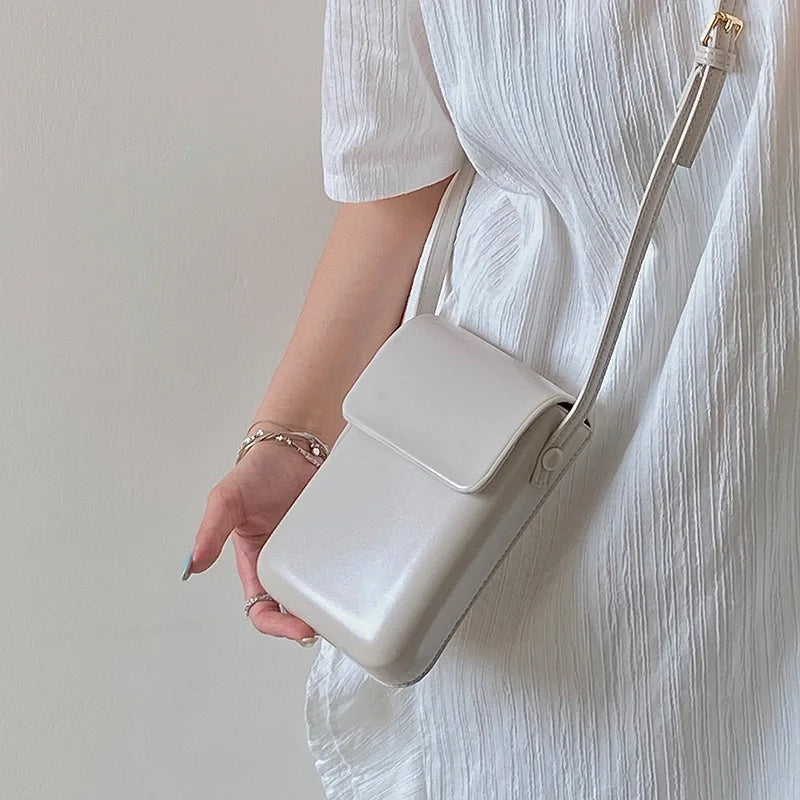 2024 New Fashion Flap Crossbody Bags Women PU Leather Mini Phone Bag Solid Simple All-match Handbags Female Shoulder Purses
