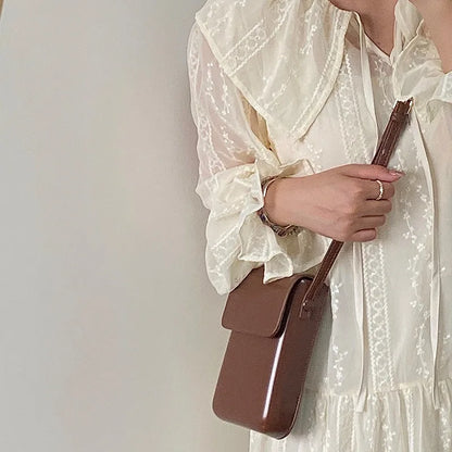 2024 New Fashion Flap Crossbody Bags Women PU Leather Mini Phone Bag Solid Simple All-match Handbags Female Shoulder Purses