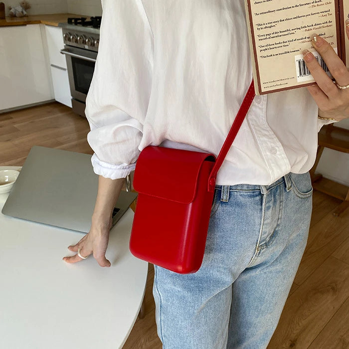 2024 New Fashion Flap Crossbody Bags Women PU Leather Mini Phone Bag Solid Simple All-match Handbags Female Shoulder Purses