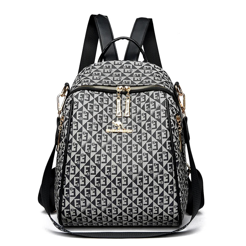 2024 New Fashion Retro Women's Backpack Famous Designer Letter Printed Female Shoulder Bag Large Capacity Student Bags Sac A Dos