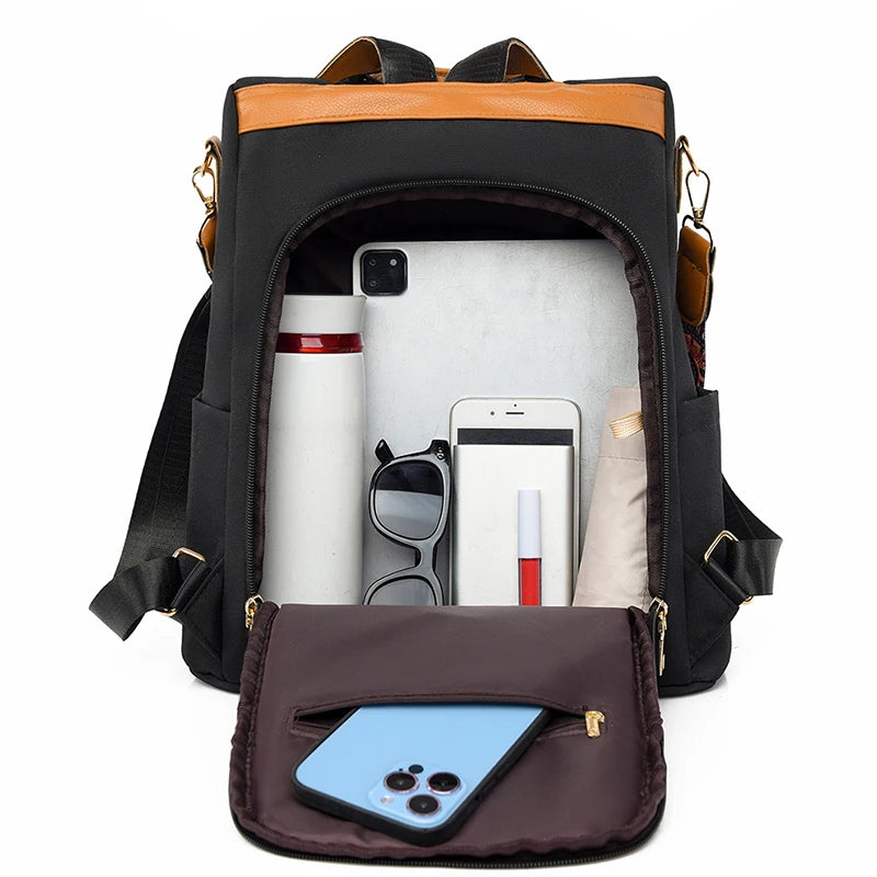 2024 New Fashion Retro Women's Shoulder Bag High Quality Embroidered Female Backpack School Student Large Capacity Book Bags Sac