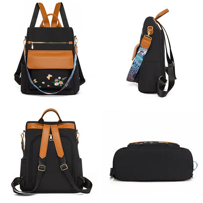 2024 New Fashion Retro Women's Shoulder Bag High Quality Embroidered Female Backpack School Student Large Capacity Book Bags Sac
