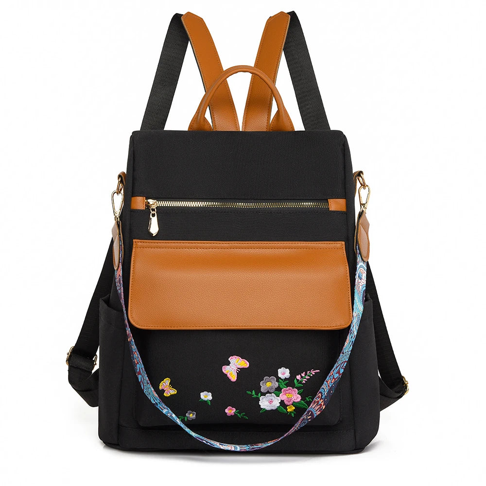 2024 New Fashion Retro Women's Shoulder Bag High Quality Embroidered Female Backpack School Student Large Capacity Book Bags Sac