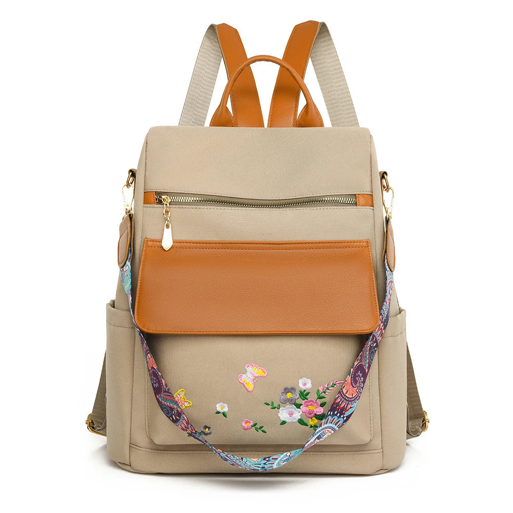 2024 New Fashion Retro Women's Shoulder Bag High Quality Embroidered Female Backpack School Student Large Capacity Book Bags Sac