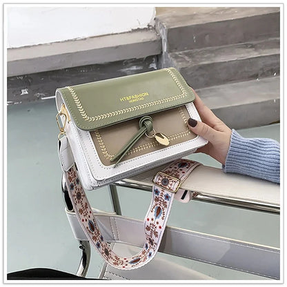 2024 New Fashion Simple Shoulder Ladies Cross Body Contrast Color PU Leather Crossbody Bags For Women