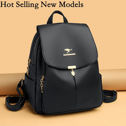 2024 New Fashion Women's Backpack Large Capacity School Student Soft Book Bag Solid Color Versatile Women's Travel Shoulder Bags
