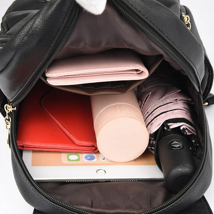 2024 New Fashion Women's Backpack Large Capacity School Student Soft Book Bag Solid Color Versatile Women's Travel Shoulder Bags