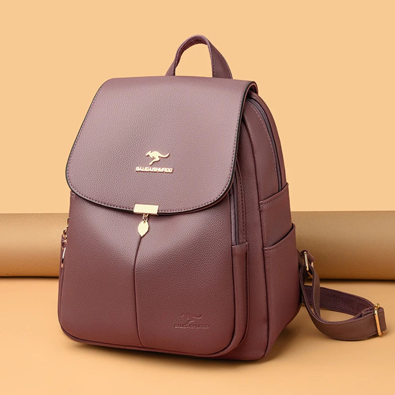 2024 New Fashion Women's Backpack Large Capacity School Student Soft Book Bag Solid Color Versatile Women's Travel Shoulder Bags