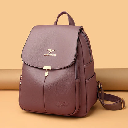 2024 New Fashion Women's Backpack Large Capacity School Student Soft Book Bag Solid Color Versatile Women's Travel Shoulder Bags