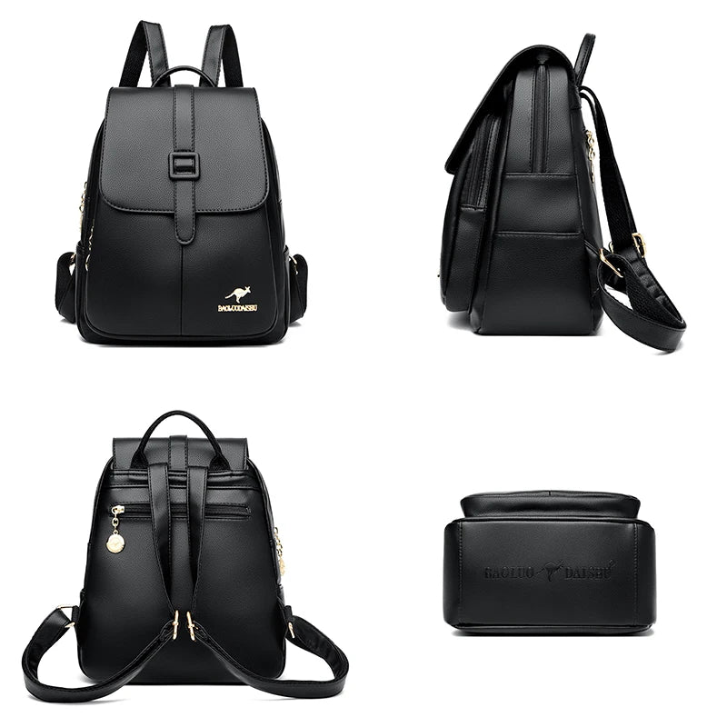 2024 New Fashion Women's Backpack Large Capacity School Student Soft Book Bag Solid Color Versatile Women's Travel Shoulder Bags
