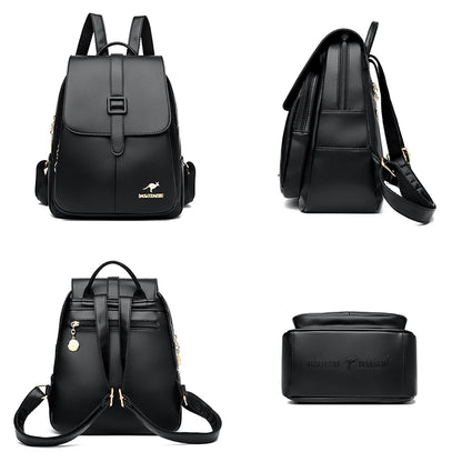 2024 New Fashion Women's Backpack Large Capacity School Student Soft Book Bag Solid Color Versatile Women's Travel Shoulder Bags