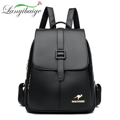2024 New Fashion Women's Backpack Large Capacity School Student Soft Book Bag Solid Color Versatile Women's Travel Shoulder Bags