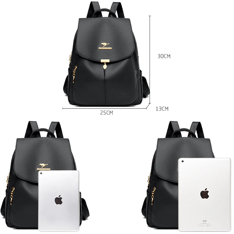 2024 New Fashion Women's Backpack Large Capacity School Student Soft Book Bag Solid Color Versatile Women's Travel Shoulder Bags