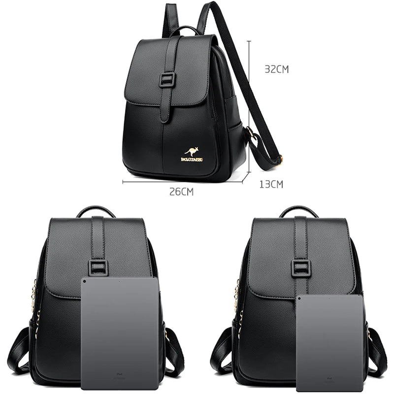 2024 New Fashion Women's Backpack Large Capacity School Student Soft Book Bag Solid Color Versatile Women's Travel Shoulder Bags