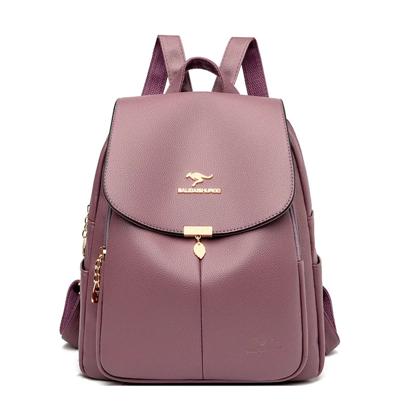 2024 New Fashion Women's Backpack Large Capacity School Student Soft Book Bag Solid Color Versatile Women's Travel Shoulder Bags