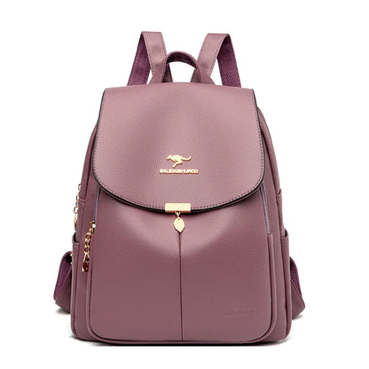 2024 New Fashion Women's Backpack Large Capacity School Student Soft Book Bag Solid Color Versatile Women's Travel Shoulder Bags
