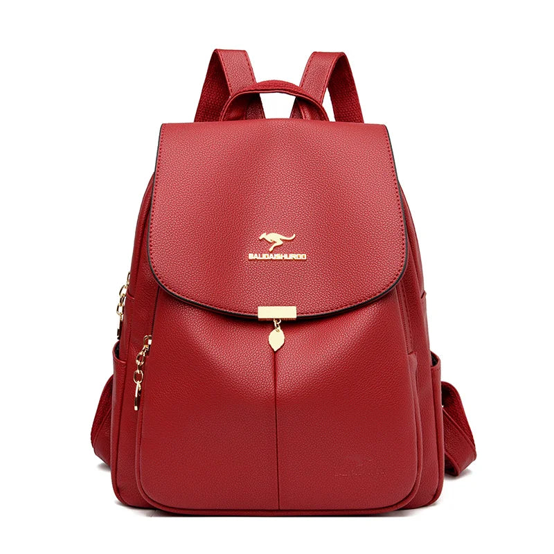2024 New Fashion Women's Backpack Large Capacity School Student Soft Book Bag Solid Color Versatile Women's Travel Shoulder Bags