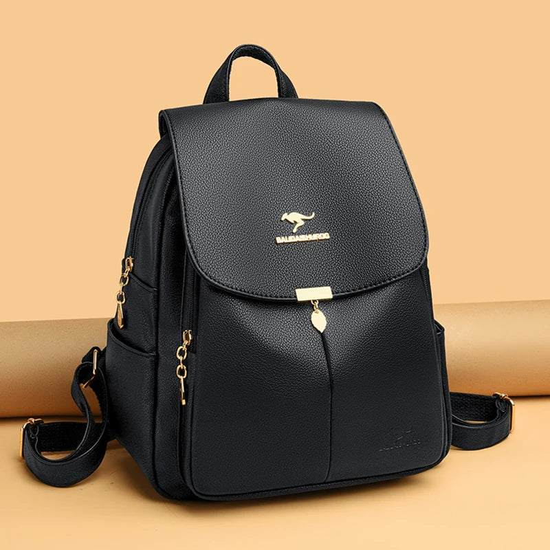 2024 New Fashion Women's Backpack Large Capacity School Student Soft Book Bag Solid Color Versatile Women's Travel Shoulder Bags